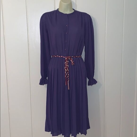 Vtg 60s/70s Lady Carol purple chiffon dress - Picture 1 of 8